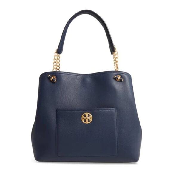 Tory Burch Handbags - TORY BURCH CHELSEA SLOUCHY BLUE LEATHER TOTE